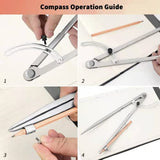 ZINMARK Compass for Geometry, Compass for Woodworking, 16 inch Precision Woodworking Compass with Wing Divider and Pencil Holder, Large Compass for Geometry, Woodworking Compass, Drafting, Drawing Compass