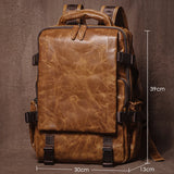 GURO Men's Genuine Leather Backpack Top Cowhide Outdoor Travel Bag Luxury Trendy Student School Bag Business Laptop Computer Bag