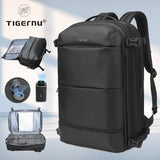 Tigernu Vacuum Compression Backpacks Men Travel Backpack Expandable USB Bag Large Capacity 17 Laptop Bags For Schoo Cabin Bags