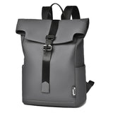 Fashionable Men's Waterproof Roll - top Laptop Backpack with Buckle Strap for Office & Travel