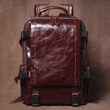 GURO Men's Genuine Leather Backpack Top Cowhide Outdoor Travel Bag Luxury Trendy Student School Bag Business Laptop Computer Bag