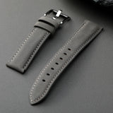 ZINZ Handmade gray genuine leather strap 20MM, Italian frosted top layer cowhide strap, vintage style men's watchband