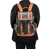 Fashion Flap Pockets Men's Backpacks Luxury Plaid Backpack Men Large Capacity Travel Bags 15-inch Laptop Backpack Male Schoolbag