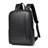 A 14 Inch New Men's Business Fashion Backpack Solid Color Bag PU Fabric Waterproof Laptop Bag Fashionable Student Backpack