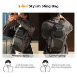 K&F Concept 10L Camera Sling Bag Hardshell Photographers Shoulder Bag Crossbody Backpack Camera Bag For Sony Canon Nikon DSLR