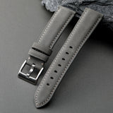 ZINZ Handmade gray genuine leather strap 20MM, Italian frosted top layer cowhide strap, vintage style men's watchband