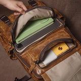 GURO Men's Genuine Leather Backpack Top Cowhide Outdoor Travel Bag Luxury Trendy Student School Bag Business Laptop Computer Bag