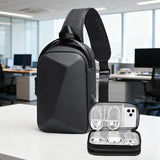 BOGO! 2-piece set Men's Hard Shell Anti-Theft Sling Bag  Combination Lock  Trendy Streetwear Versatile Design