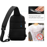 Sling Bag Fits 12inch iPad Shoulder Messenger Bags Male Waterproof USB Recharging