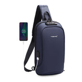 Sling Crossbody Bag Splashproof Anti-theft USB Charging Casual Bag for Men Black