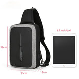 Sling Crossbody Bag Business Shoulder bag High Capacity Chest Bag USB Recharging