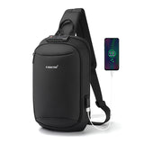 Sling Crossbody Bag Splashproof Anti-theft USB Charging Casual Bag for Men Black