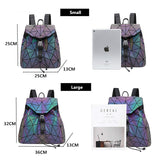 Women Laser Luminous Backpack Shoulder Bag Folding Student School Bags For Teenage Girl