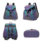 Women Laser Luminous Backpack Shoulder Bag Folding Student School Bags For Teenage Girl