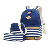 School Backpacks for Teenage Girls Set Causal Canvas Stripe Backpack Cute Teen Backpacks