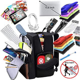 ZINZ Slim Expandable Travel Laptop Backpack 15.6 Inch with Patented Shoulder Pockets and USB, Versatile Anti-Theft Business Backpack Daypack with Ultra Capacity for Work/School/Hiking/Camping,Black