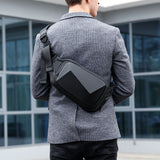 Hard Shell Sling Crossbody Bags USB Charging Shoulder Bags for Men Anti-Theft Waterproof Short Trip Chest Bag