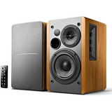 Hseok R1280DB Powered Bluetooth Bookshelf Speakers - Optical Input - Wireless Studio Monitors - 4 Inch Near Field Speaker - 42w RMS - Wood Grain