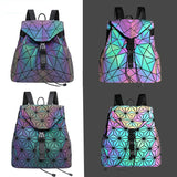 Women Laser Luminous Backpack Shoulder Bag Folding Student School Bags For Teenage Girl
