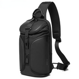 Leather Sling Crossbody Bag for Men Women with USB Charging Oxford Waterproof Large Capacity