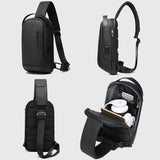 Sling Crossbody Bag for Men Travel Bag Waterproof Short Trip Crossbody Bag USB Charging