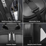 Leather Sling Crossbody Bag for Men Women with USB Charging Oxford Waterproof Large Capacity