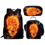 Customized School Bags Cool Skull Head Boys And Girls Baby Fashion Travel Backpacks 3PCS Set