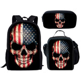 Customized School Bags Cool Skull Head Boys And Girls Baby Fashion Travel Backpacks 3PCS Set