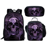 Customized School Bags Cool Skull Head Boys And Girls Baby Fashion Travel Backpacks 3PCS Set
