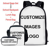 Customized School Bags Cool Skull Head Boys And Girls Baby Fashion Travel Backpacks 3PCS Set
