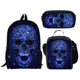 Customized School Bags Cool Skull Head Boys And Girls Baby Fashion Travel Backpacks 3PCS Set