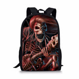Skull 3D Print School Backpack for Boys Girls Book Bag Casual Shoulder Bags 16Inch