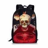 Skull 3D Print School Backpack for Boys Girls Book Bag Casual Shoulder Bags 16Inch