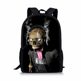 Skull 3D Print School Backpack for Boys Girls Book Bag Casual Shoulder Bags 16Inch