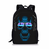 Skull 3D Print School Backpack for Boys Girls Book Bag Casual Shoulder Bags 16Inch