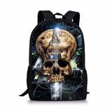Skull 3D Print School Backpack for Boys Girls Book Bag Casual Shoulder Bags 16Inch