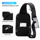 Hard Shell Sling Bag Crossbody Bag For Men Waterproof Anti-theft Men's Shoulder Bag Multifunction USB Charging Chest Bags