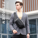 Sling Bag Crossbody Bag For Men Watertproof Male Shoulder Bag USB Charging Messenger Chest Bags Fit for 9.7 Inch iPad