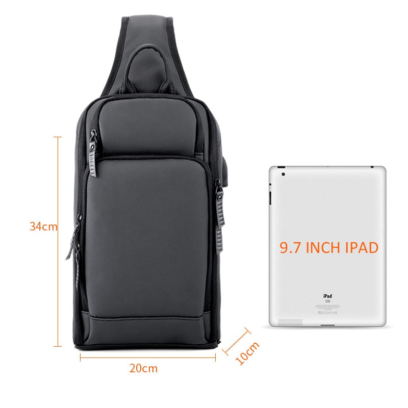 Sling Crossbody Bag USB Charging Crossbody Bags for Men Waterproof Short Trip Male Shoulder Bag