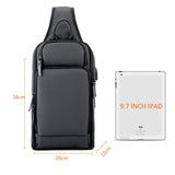 Sling Crossbody Bag USB Charging Crossbody Bags for Men Waterproof Short Trip Male Shoulder Bag