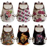 Skull Printed Ladies Backpack Cartoon Fashion School Bag Halloween Children's Backpack