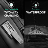 Hard Shell Sling Crossbody Bag Men Shoulder Bag Anti-theft Water-repellent Crossbody Bag Short Trip Bag USB Charging