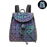 Women Laser Luminous Backpack Shoulder Bag Folding Student School Bags For Teenage Girl
