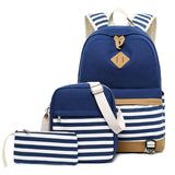 School Backpacks for Teenage Girls Set Causal Canvas Stripe Backpack Cute Teen Backpacks