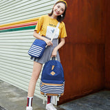 School Backpacks for Teenage Girls Set Causal Canvas Stripe Backpack Cute Teen Backpacks