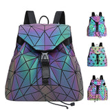 Women Laser Luminous Backpack Shoulder Bag Folding Student School Bags For Teenage Girl