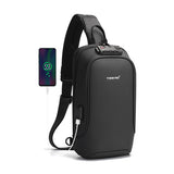Sling Crossbody Bag Splashproof Anti-theft USB Charging Casual Bag for Men Black