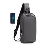 Sling Crossbody Bag Splashproof Anti-theft USB Charging Casual Bag for Men Black