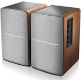 Hseok R1280DB Powered Bluetooth Bookshelf Speakers - Optical Input - Wireless Studio Monitors - 4 Inch Near Field Speaker - 42w RMS - Wood Grain