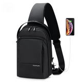 Sling Crossbody Bag For Men Waterproof Casual Chest Bag USB Charging Fit For 9.7 Inch iPad